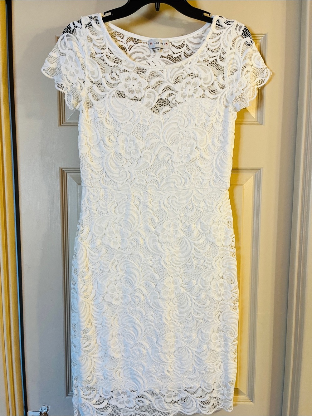 Ci Sono White Floral Lace Midi Dress